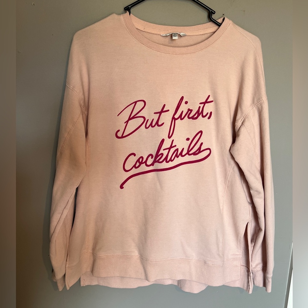Wildfox But First Cocktails Sweatshirt Size Small